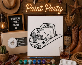 Cowboy Paint Party Canvas: Color Your Own Party Favor - Western - Crafts - Hat