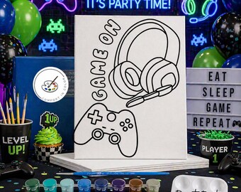 Gamer Paint Party Canvas Kit: Kids Activity, Custom Favor, Birthday Craft