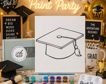 Pre-Drawn Graduation Canvas Paint Party Favors: Painting Kit - Crafts - Coloring Pages - Gift