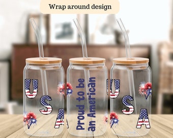Proud to be an American Sipper Glass,4th of july glass, july 4th glass w/straw, patriotic cup w/straw, patriotic glass, patriotic gift glass