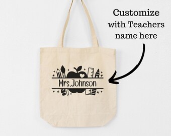 Custom Teacher Canvas Tote, teacher gift, teacher assistant gift, gift for teacher, teacher thank you gift, teacher gift under 20,