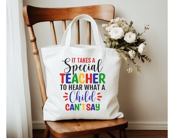 Special Teacher Canvas Tote Bag, autism teacher bag, autism awareness tote, autism teacher, teacher assistant gift, gift for teacher,