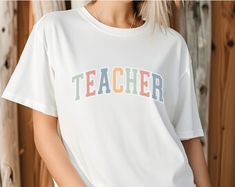 Teacher Tee, varsity print teacher tee, fun teacher gifts, gift for teacher, thank you teacher, gift for teachers, teacher shirt, teacher t
