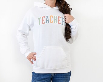 Varsity Teacher Hooded Sweatshirt, teacher hoodie, gift for teacher, teacher gift, teacher sweater, varsity teacher sweater, gift to teacher