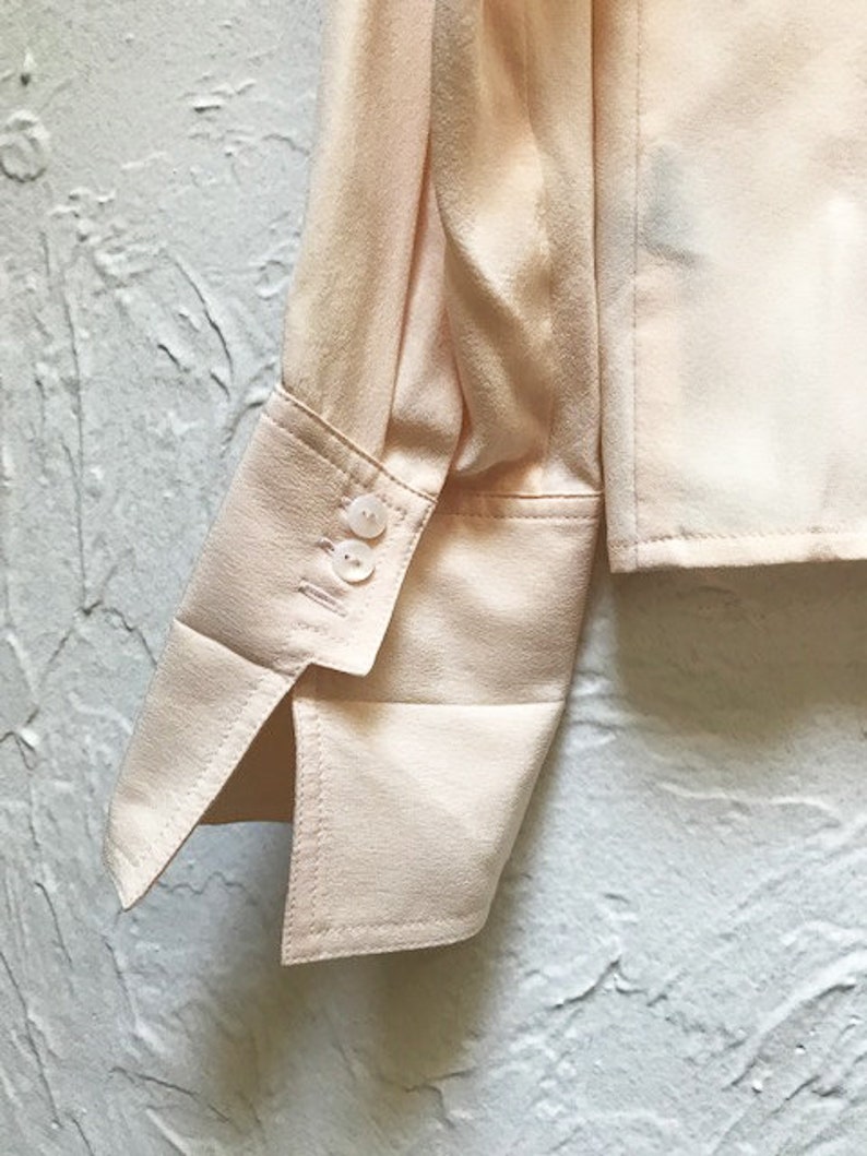 90s Silk Pajama Top Pale pink Blouse L