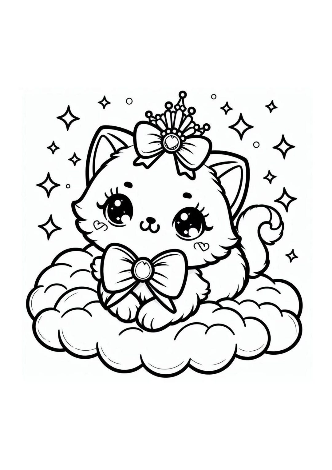 50 Kawaii Princess Kitten Coloring Pages. Printable Pages. Kawaii