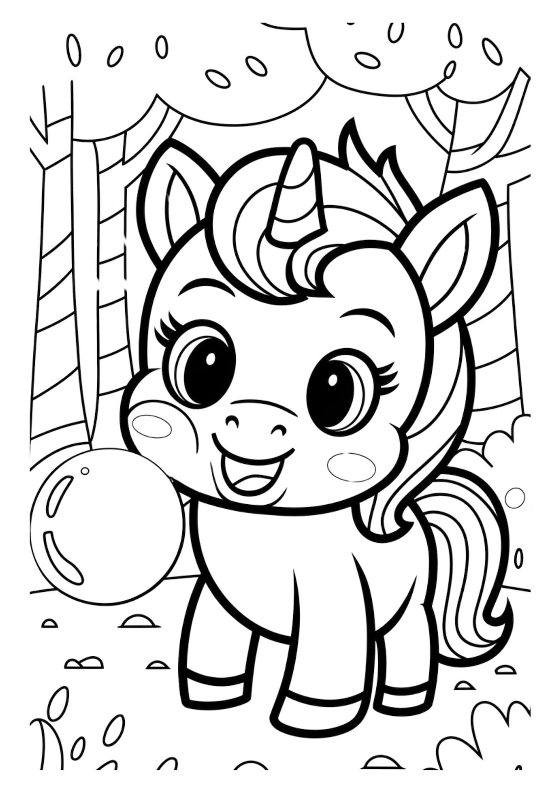 50 Kawaii Unicorn Coloring Pages. Kawaii Unicorn Coloring Pages - Etsy