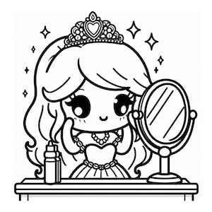 35 Kawaii Princess Coloring Pages. Cute Coloring Pages for Kids. Kawaii Princess Coloring Page