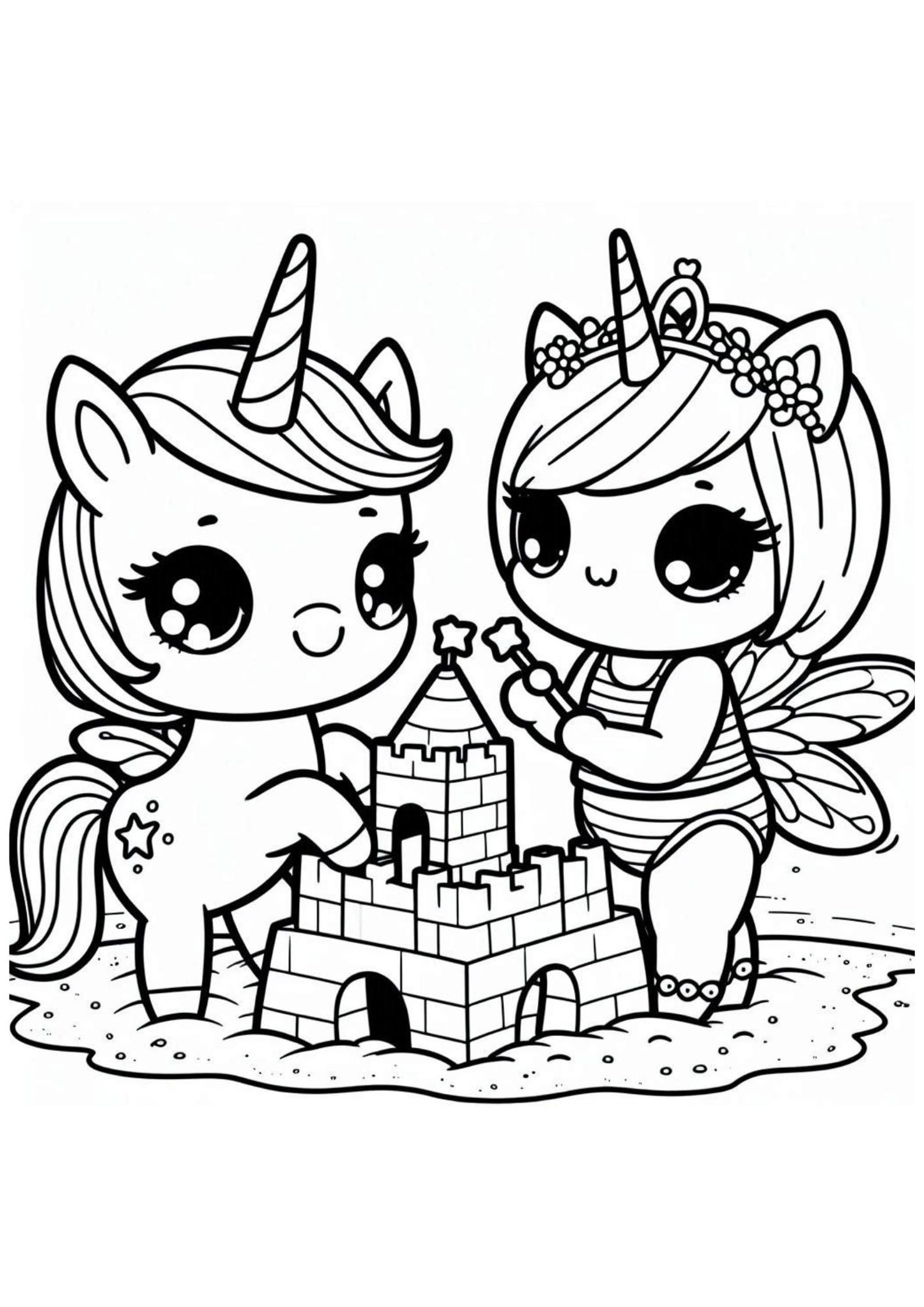 120 Coloring Pages for Kids: Kawaii Baby Unicorn With Fairy - Simple ...