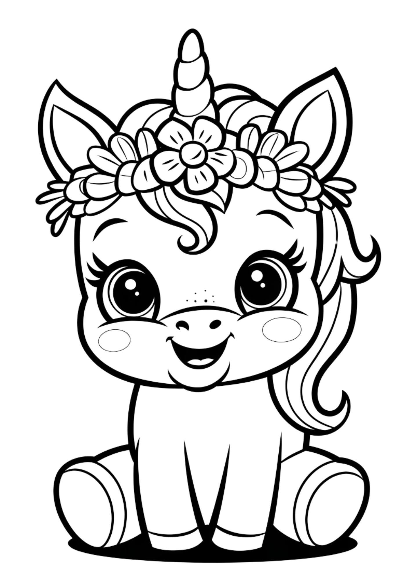 50 Kawaii Unicorn Coloring Pages. Kawaii Unicorn Coloring Pages - Etsy New  Zealand, image size:1414x2000