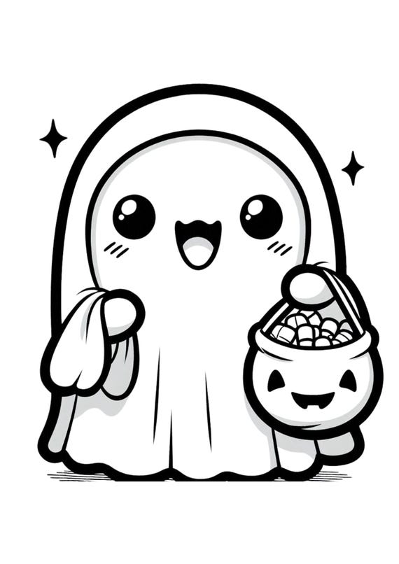 60 Disegni da Colorare Halloween per Bambini più piccoli - Kawaii, Fantasmi, Zucche, Mostri e Streghe. Halloween Coloring Pages