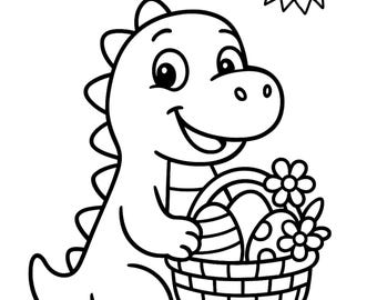 35 Dinosaur Coloring Pages for Kids - Kawaii Drawings to Print - Dinosaur Coloring Book - Coloring pages dinosaurs