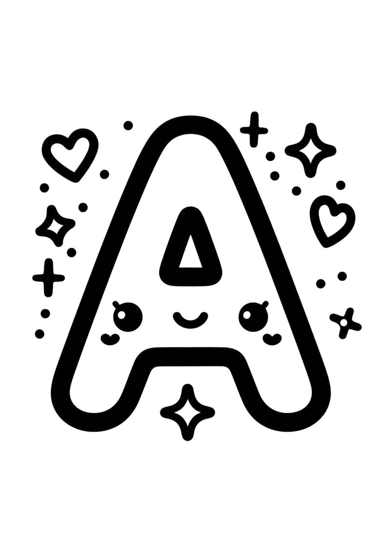 Printable Kawaii Alphabet - 26 Coloring Pages for Toddlers. Printable ...