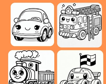 30 Kawaii Vehicles Coloring Pages. Car, Truck, Train, Plane. Kawaii Vehicles Coloring Pages