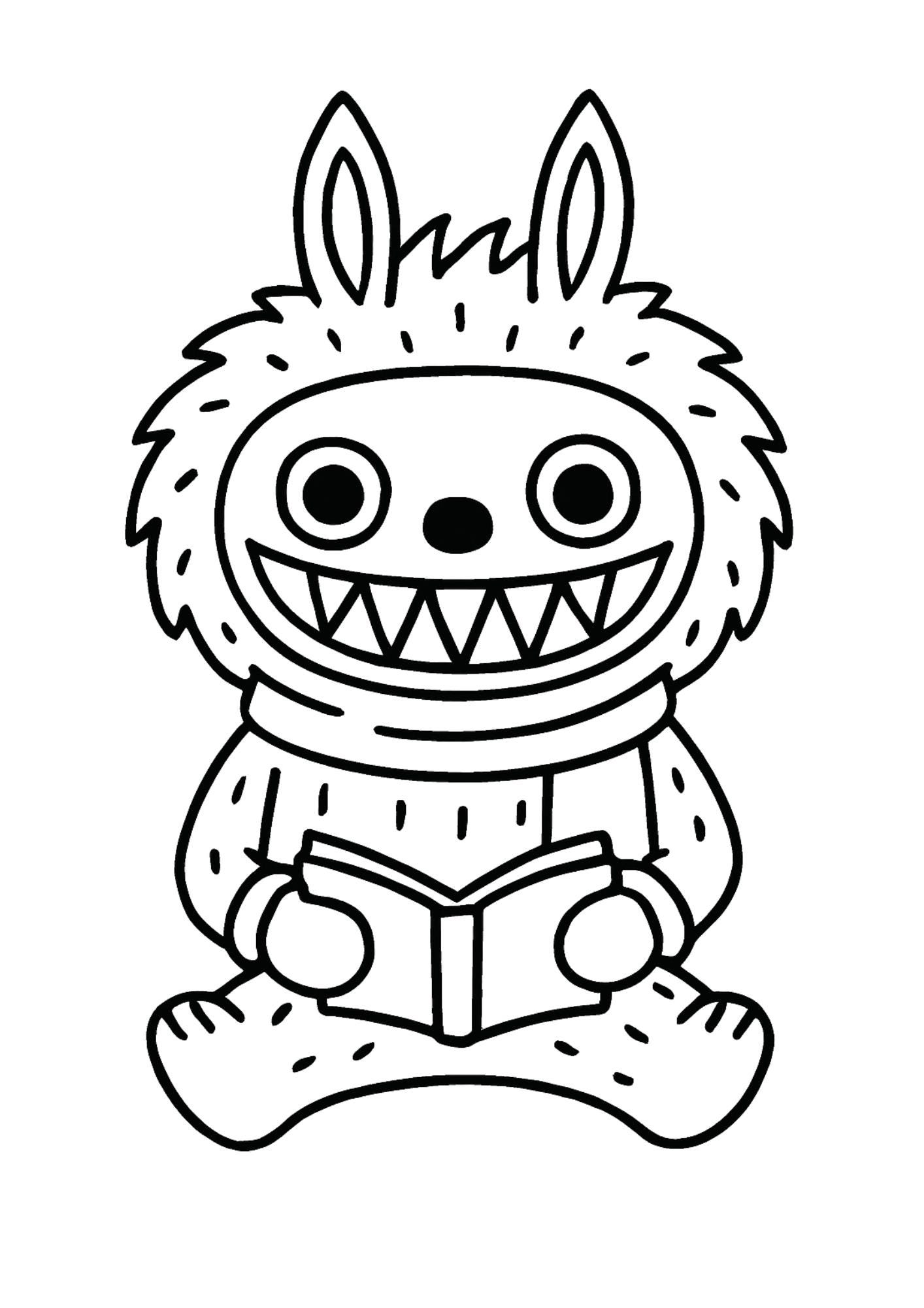 45枚の面白いモンスターのぬり絵 – 子供向け漫画ぬり絵。子供向けぬり