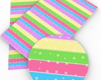 Colourful Stripes Faux Leather Sheet- Bow Making Supplies- Sewing - Leather for Craft