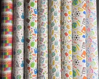 School Print Faux Leather Sheets - Synthetic Leather- Bow Making Supplies