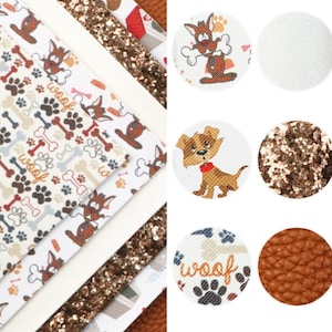 Dog Faux Leather- Paw Prints Leather - Bow Making Supplies- Chunky Glitter Faux Leather Sheets