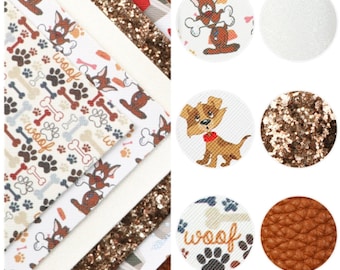 Dog Faux Leather- Paw Prints Leather - Bow Making Supplies- Chunky Glitter Faux Leather Sheets