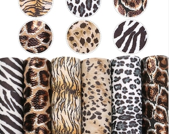 Animal Print Faux Leather Sheets - Leopard- Cheetah - Zebra Leather- Bow Making Supplies