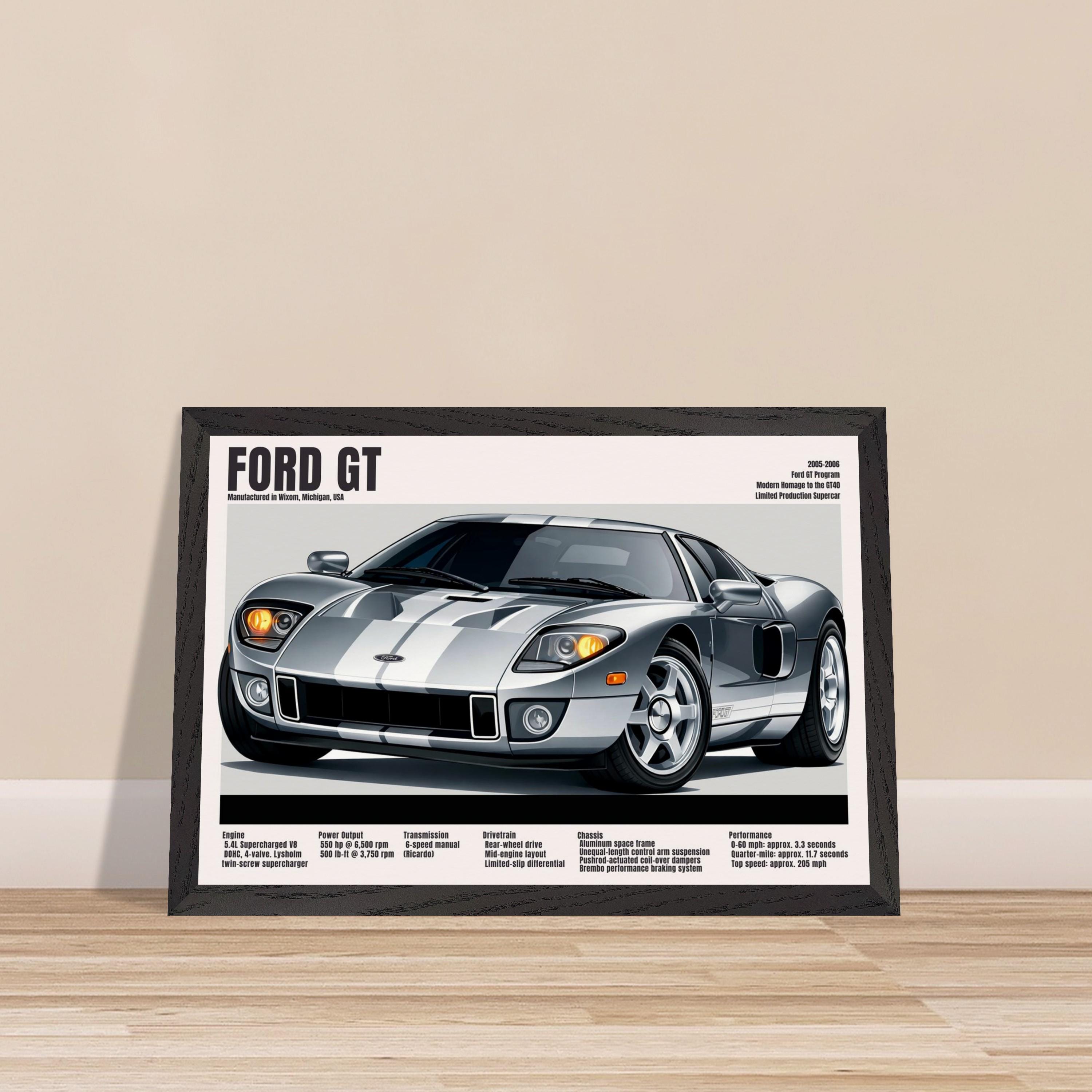 Gt Racing Poster Ford GT Poster Retro Supercar Wall Art Gift for Husband Dad Garage Man ...