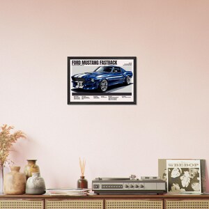 1967–1968 Mustang Fastback Poster – Vintage Ford Muscle Car Wall Art ...