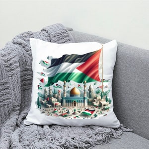 Cojín Palestina cuadrado personalizable. Linda almohada de tiro. Perfecto para decoración del hogar o como regalo. Hecho a mano/hecho a mano.15/15 n media pulgadas