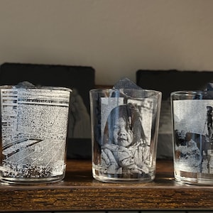 Photo Etched Shot Glass – Photo Personalized Shot Glass with Custom Backside Message | Party Favors, Memorial Keepsake