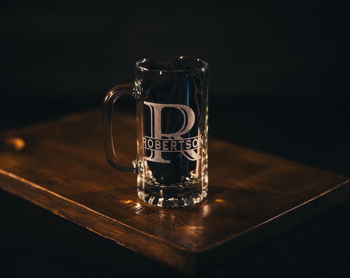 Personalized Beer Mug – Engraved Glass with Initial & Name | Tarro