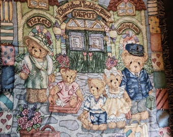 Woven Blanket Tapestry Cherished Teddies collection From Hallmark Teddy Bears