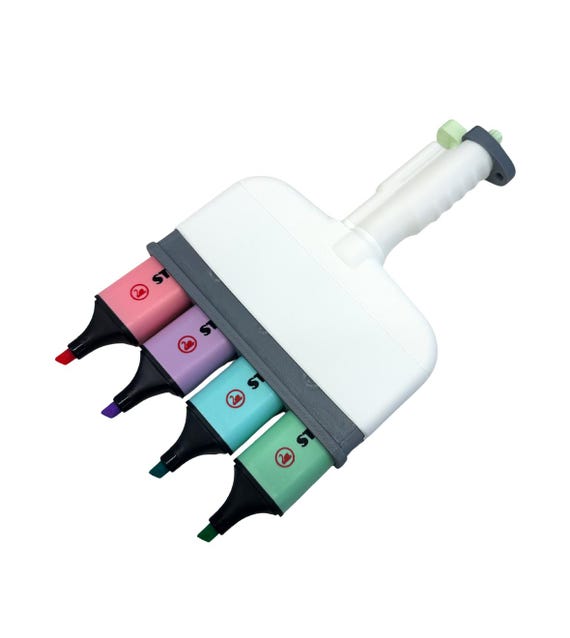 Multichannel Pipette Highlighter Set | Laboratory Stationery | Scientist Gift | PhD Student Gift | STEM Desk Decor