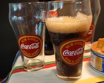 Set of Three "Ice Cold Coca-Cola Sold Here" 20 oz. Retro Anchor Hocking Glasses