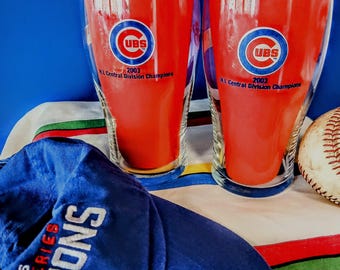 Pair of 2003 Cubs N.L. Central Champions Promotional 20 oz. Tumblers