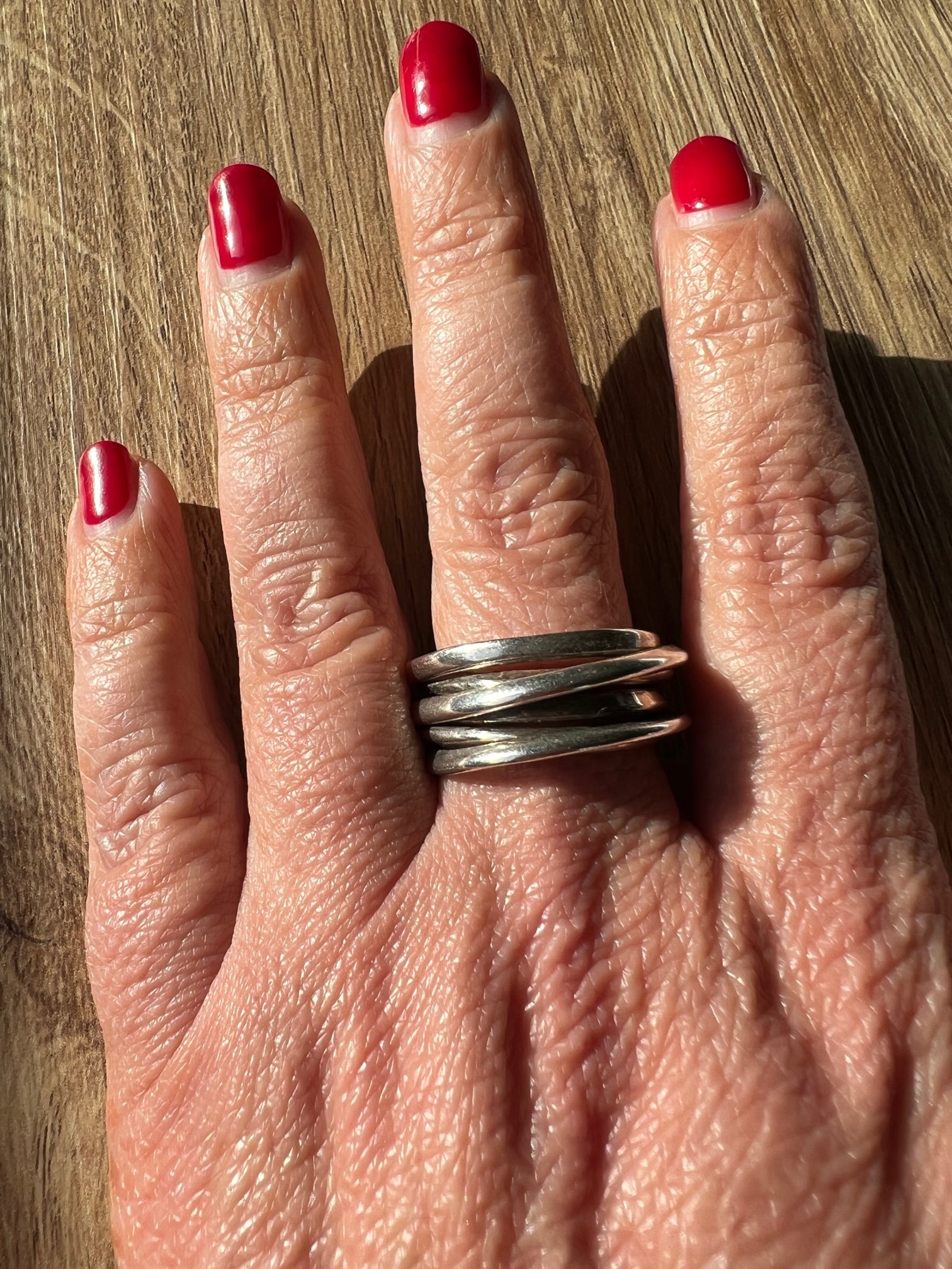 Elegante Anello In Vero Argento Sterling Solido Trapuntato 925 - Foto 6