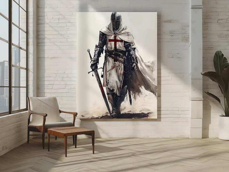 Medieval Crusader Knight Holy Sword Art Canvas Painting Cgsociety ...