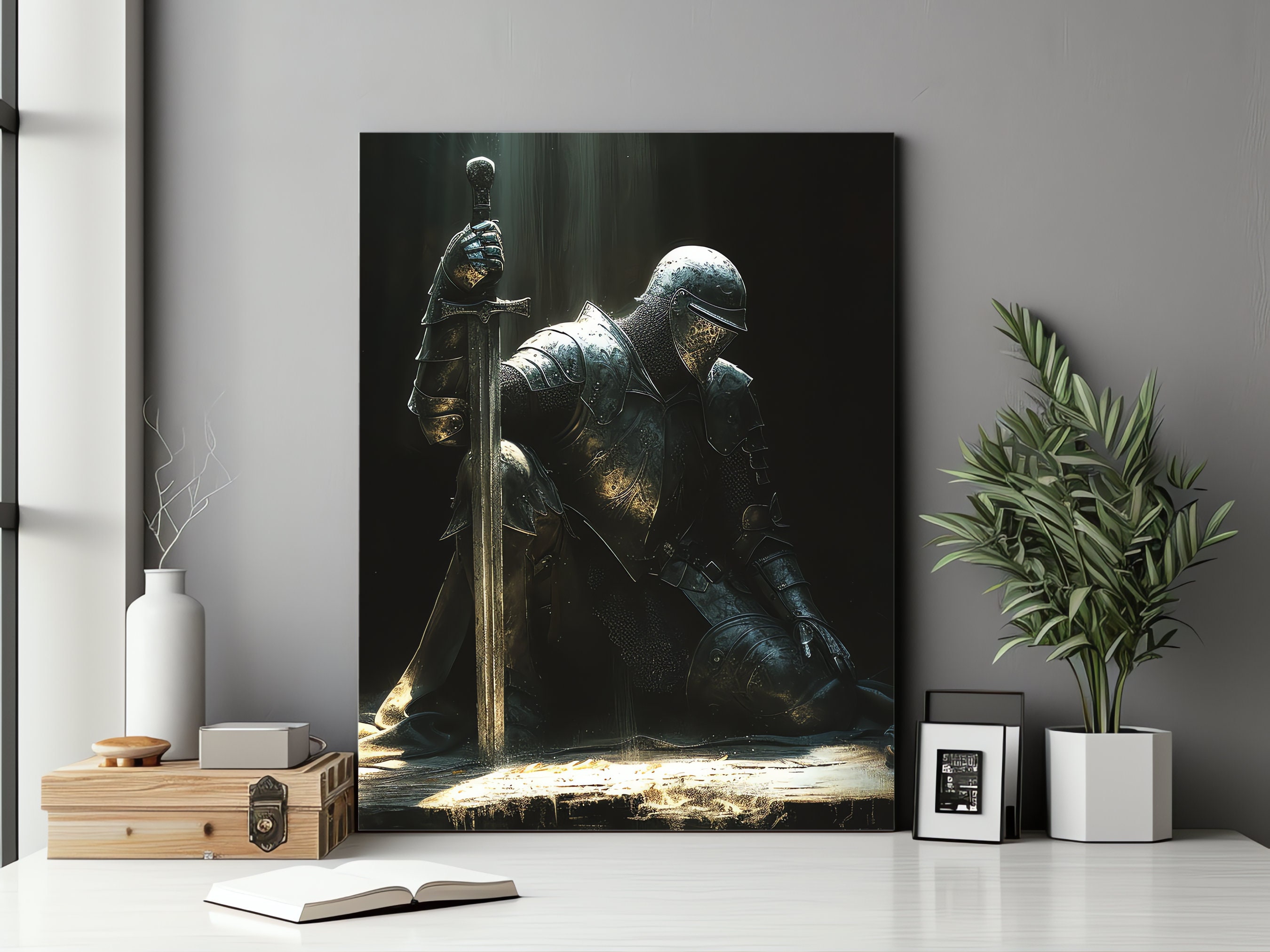 Dark Souls Knight Canvas Art Medieval Warrior Portrait Fantasy ...