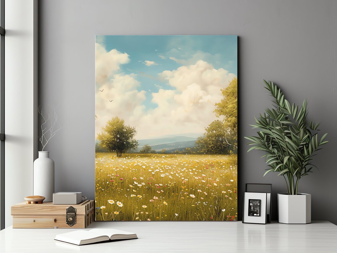 Curated visual reference: Wildflower Meadow Art Detailed Matte Painting American Scene Canvas Photo Inspiration