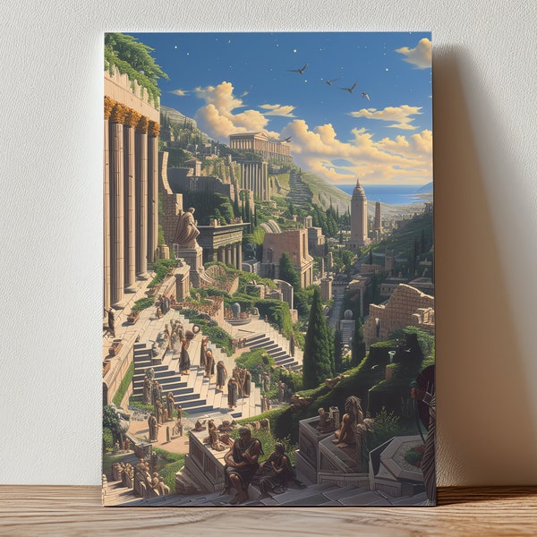 Neoclassical Roman Cityscape | Canvas Art | Matte Finish | Inspired by Classical Greece | Greg Hildebrandt-Influenced Style |