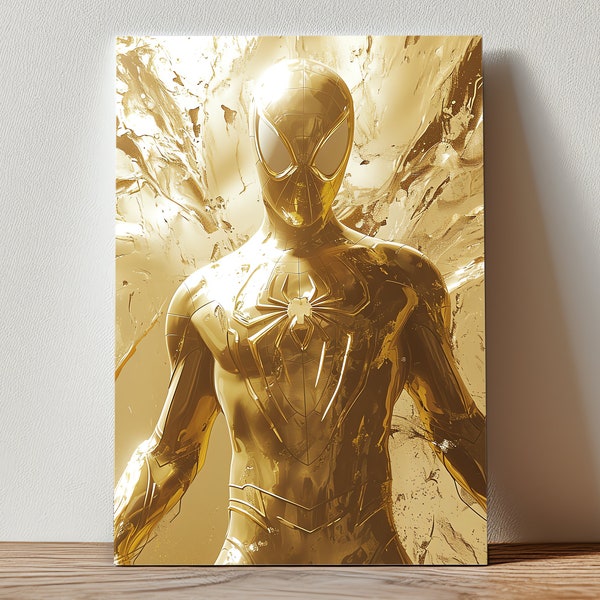 Golden Bodypaint Photorealism Canvas Art | Shiny Suit Concept Art | CGSociety 9 Featured | Gold Armour Close-Up | Wall Art