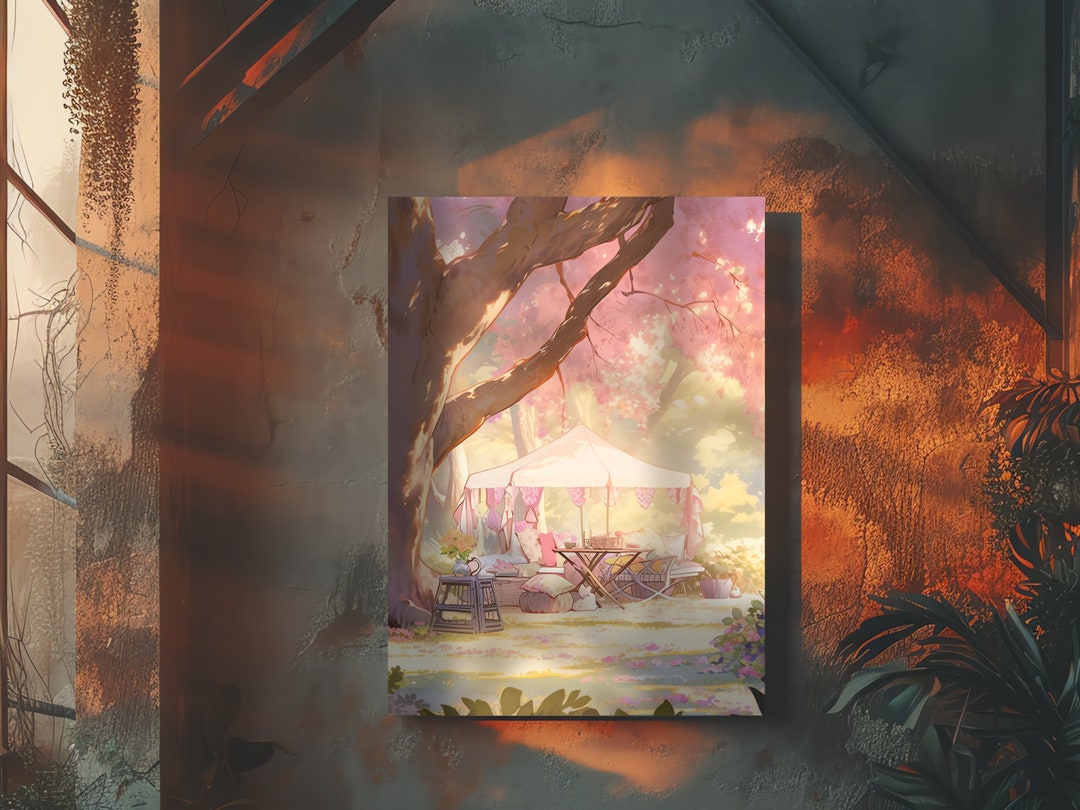 Picnic Table Under Tree Matte Painting American Landscape Anime Nature ...