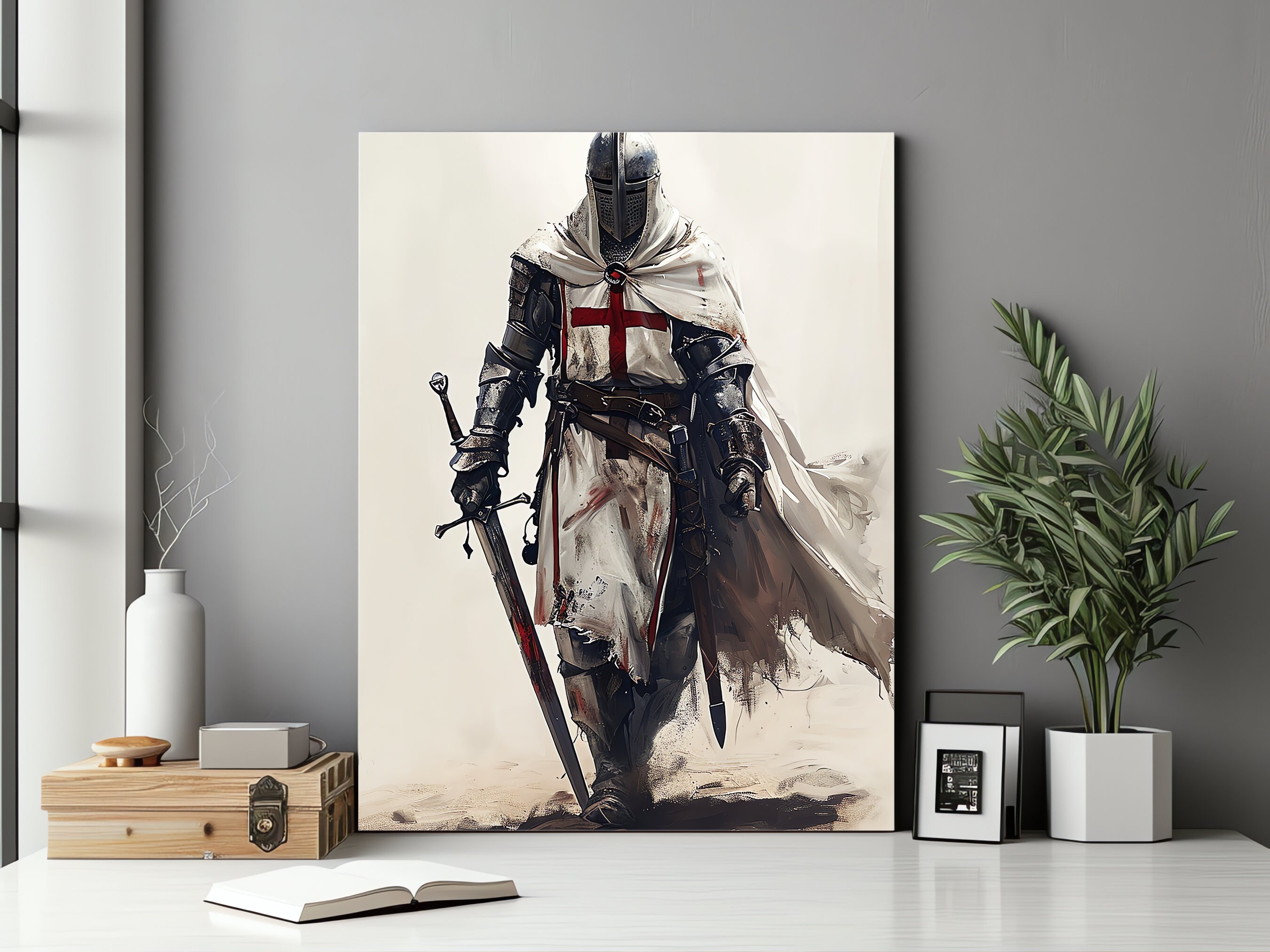 Medieval Crusader Knight Holy Sword Art Canvas Painting Cgsociety ...