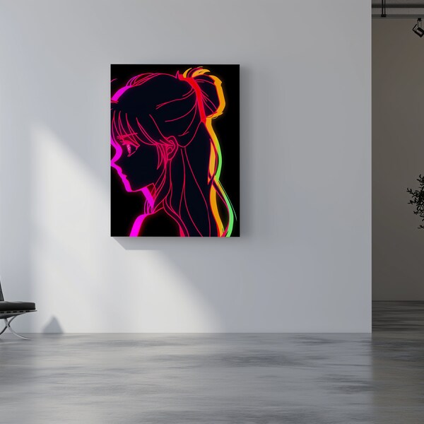 Sailor Moon Holograph | Anime Canvas Art | 80s OVA Style | Long Hair Close-Up | Pixiv Inspired | Upscaled