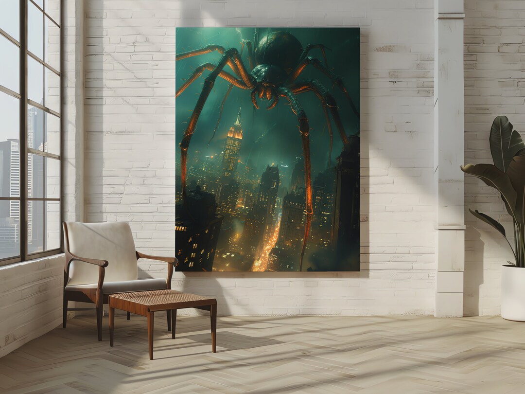 Giant Spider Retrofuturism Urban Building Canvas Art Bioshock Concept ...