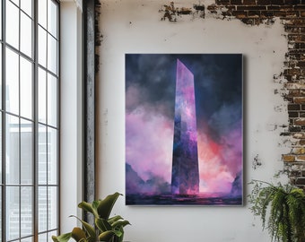 Digital Painting: Watery Tower Inspired by Balaskas Contest - Upscaled Glass Obelisk Monolith Art - Unique Home Decor - Wall Art