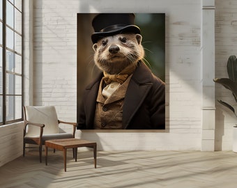 Anthropomorphic Otter Artwork | Dapper Animal in Suit & Hat | Inspired by Vintage Illustrations | Furry Art | Full Body | CG