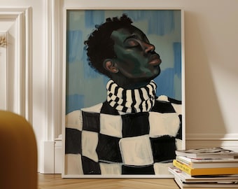 Abstrakter Afro Mann Kunstdruck: Zeitgenössisches Portrait (Digitaler Download)