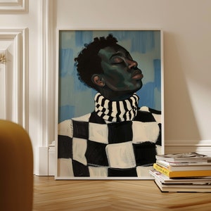 Pessoas abstratas grande arte de parede contemporânea arte orgulhosa afro homem impressão moderna sala de estar arte de parede homem negro impressão digital download