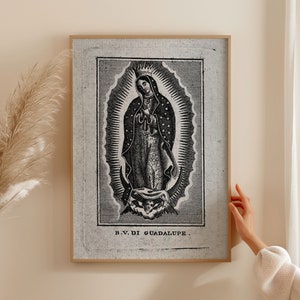 Impresión digital de Nuestra Señora de Guadalupe, Descarga de arte religioso, Virgen de Guadalupe, Icono católico imprimible Decoración sagrada del hogar Descarga instantánea