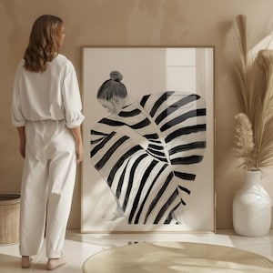 Striped Embrace Art Print: Mid-Century Modern Abstract (Digital Download)