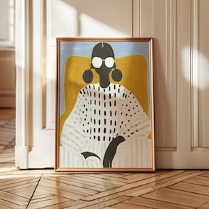 Afro Girl Abstract People Large Wall Art Contemporary Artwork Minimalist Print Living Room Wall Art Stripe Woman Print Digital Download
